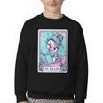 The Reader Retro Reading Skeleton Books Flowers Tarot Card Youth Crewneck Sweatshirt