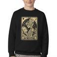 The Reader Tarot Card Book Lover Skeleton Reading Book Youth Crewneck Sweatshirt