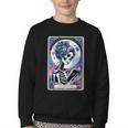 The Reader Tarot Card Reading Skeleton Skull Book Lover Youth Crewneck Sweatshirt