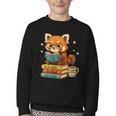 Reading Book Lover Red Panda Read Books Be Kind Stays Weird Youth Crewneck Sweatshirt