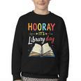 Reading Books Bibliophile Hooray It's Library Day Youth Crewneck Sweatshirt