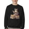 Reading Cat Book Lover Youth Crewneck Sweatshirt