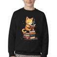 Reading Cat Books Cute Youth Crewneck Sweatshirt
