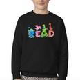 Reading DinosaurRex Dino Book Lover Youth Crewneck Sweatshirt Reading DinosaurRex Dino Book Lover Youth Crewneck Sweatshirt