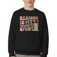 Reading Is My Favorite Sport Retro Groovy Book Lovers Youth Crewneck Sweatshirt