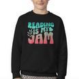 Reading Is My Jam Book Lover Bookworm Teacher Library Reader Youth Crewneck Sweatshirt