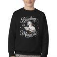 Reading Is Magical Unicorn Book Lover Fantasy Kids Youth Crewneck Sweatshirt