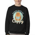 Reading Makes Me Cappy Bookworm Capybara Book Reading Youth Crewneck Sweatshirt