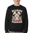 Reading Makes You Hoppier Bunny Book Fans Toddler Kid Youth Crewneck Sweatshirt Reading Makes You Hoppier Bunny Book Fans Toddler Kid Youth Crewneck Sweatshirt