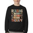 Reading Is My Therapy Book Lover Youth Crewneck Sweatshirt Reading Is My Therapy Book Lover Youth Crewneck Sweatshirt