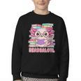 Readsalotl Axolotl Reading Book Bookworm Youth Crewneck Sweatshirt Readsalotl Axolotl Reading Book Bookworm Youth Crewneck Sweatshirt