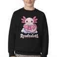 Readsalotl Axolotl Reading Cute Book Lover Bookworm Youth Crewneck Sweatshirt