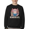 Readsolotl Axolotl Reading Book Lover Kawaii Bookworms Youth Crewneck Sweatshirt Readsolotl Axolotl Reading Book Lover Kawaii Bookworms Youth Crewneck Sweatshirt
