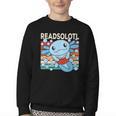 Readsolotl Blue Kawaii Axolotl Book Lover Reading Retro Youth Crewneck Sweatshirt