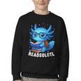 Readsolotl Blue Kawaii Axolotl Book Lover Reading Youth Crewneck Sweatshirt