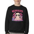 Readsolotl Pink Kawaii Axolotl Book Lover Reading Youth Crewneck Sweatshirt