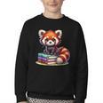 Red Panda Books Lover Reading Bookworm Youth Crewneck Sweatshirt