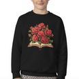 Red Roses Flowers Book Floral Youth Crewneck Sweatshirt