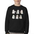 Retro Ghost Reading Books Halloween Bookish Ghost Bookworm Youth Crewneck Sweatshirt