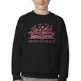 Retro Grow In Grace Wildflower Book Christian Bible Verse Youth Crewneck Sweatshirt Retro Grow In Grace Wildflower Book Christian Bible Verse Youth Crewneck Sweatshirt