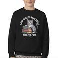 Retro I Just Want To Read Books And Pet Cats Youth Crewneck Sweatshirt