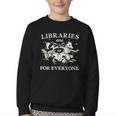 Retro Libraries Are For Everyone Racoon Reading Book Lover Youth Crewneck Sweatshirt Retro Libraries Are For Everyone Racoon Reading Book Lover Youth Crewneck Sweatshirt