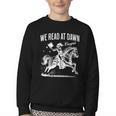 Retro We Read At Dawn Cowgirl Western Librarian Book Lover Youth Crewneck Sweatshirt