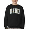 Retro Read Floral Reading Bookworm Librarian Book Lover Youth Crewneck Sweatshirt
