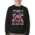School Secretary Read Books And Know Things Flowers Flamingo Youth Crewneck Sweatshirt