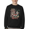 He Sees What You'Ve Been Reading Santa Christmas Bookish Youth Crewneck Sweatshirt