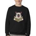 Siamese Cat Reading Book How To Train Your Human Humorous Youth Crewneck Sweatshirt Siamese Cat Reading Book How To Train Your Human Humorous Youth Crewneck Sweatshirt