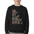Sip Tea Pet Cats Read Books Repeat Book Cat Lover Youth Crewneck Sweatshirt Sip Tea Pet Cats Read Books Repeat Book Cat Lover Youth Crewneck Sweatshirt