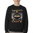 Skeleton Heart Read Reading Book Librarian Halloween Women Youth Crewneck Sweatshirt