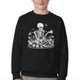 Skeleton Reading Book Floral Dark For Book Lovers Youth Crewneck Sweatshirt Skeleton Reading Book Floral Dark For Book Lovers Youth Crewneck Sweatshirt