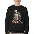 Skeleton Reading Book Halloween Bookworm Bibliophile Reader Youth Crewneck Sweatshirt