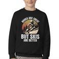 Skier BOOKS ARE GREAT BUT SKIS ARE BETTER Vintage Youth Crewneck Sweatshirt