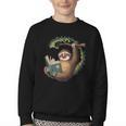 Sloth Reading a Book Lazy Sloth Bookworm Youth Crewneck Sweatshirt