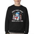 Snow Many Books Snow Little Time Snowman Reading Book Youth Crewneck Sweatshirt
