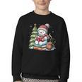 Snowman Reading Book Lovers Christmas Librarian Bookworm Youth Crewneck Sweatshirt Snowman Reading Book Lovers Christmas Librarian Bookworm Youth Crewneck Sweatshirt