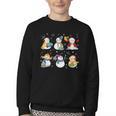 Snowman Reading Books Teacher Christmas Librarian Bookworm Youth Crewneck Sweatshirt