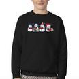 Snowman Reading Books Teacher Librarian Bookworm Christmas Youth Crewneck Sweatshirt