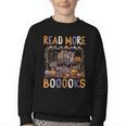 Spooky Halloween Bookshelf Bookcase Read More Books Youth Crewneck Sweatshirt