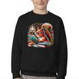 Squirrel Reading a Book Lover Bookworm Youth Crewneck Sweatshirt