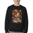 Squirrel Reading Book Lovers Fall Leaves Library Books Youth Crewneck Sweatshirt Squirrel Reading Book Lovers Fall Leaves Library Books Youth Crewneck Sweatshirt
