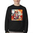Squirrel Reading Comic Book On Autumn Branch Glasses Leaves Youth Crewneck Sweatshirt