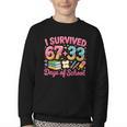Survived 67 Days Of School Ice Cream Drip Apple Pencil Book Youth Crewneck Sweatshirt Survived 67 Days Of School Ice Cream Drip Apple Pencil Book Youth Crewneck Sweatshirt