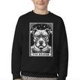 Tarot Card Vintage Pit Bull Pittie Dog Book Lover The Reader Youth Crewneck Sweatshirt Tarot Card Vintage Pit Bull Pittie Dog Book Lover The Reader Youth Crewneck Sweatshirt