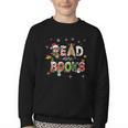 Teacher Read More Books Christmas Reading Bookworm Librarian Youth Crewneck Sweatshirt
