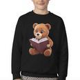 Teddy Bear Reading a Book Youth Crewneck Sweatshirt
