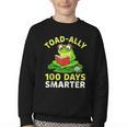Toad-Ally 100 Days Smarter Frog Reading Book 100 School Day Youth Crewneck Sweatshirt